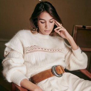 Sezane victoire ecru mohair blend jumper